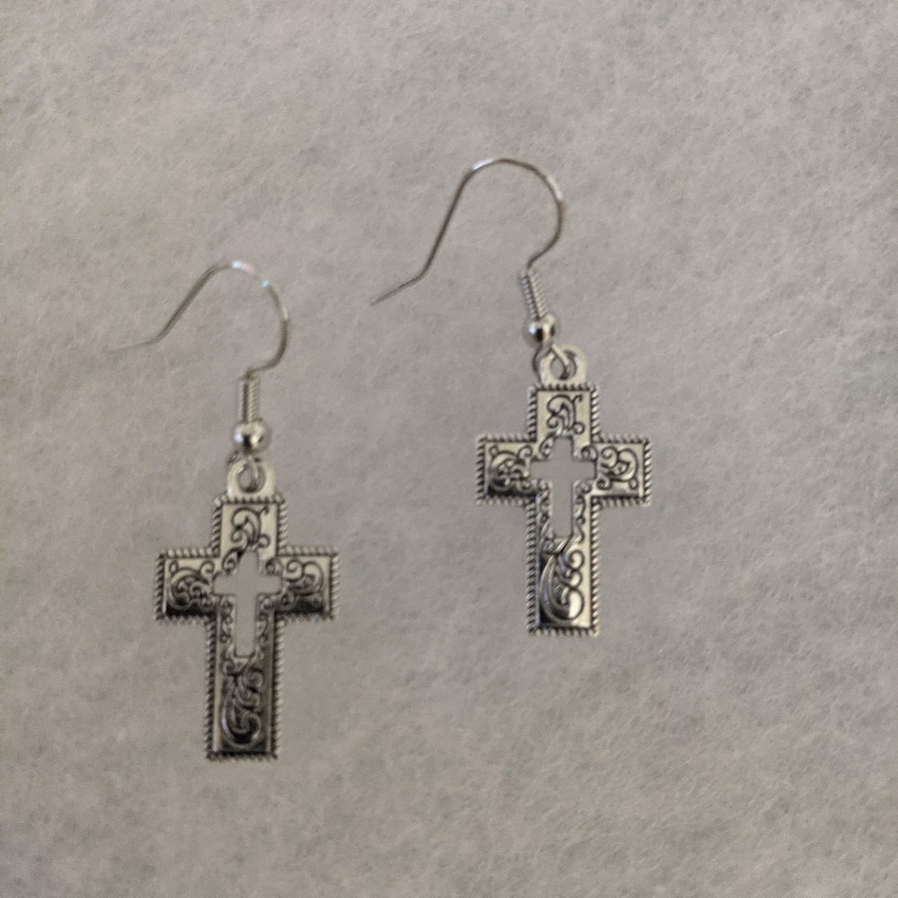 Small cross earrings - Picture 2 of 2